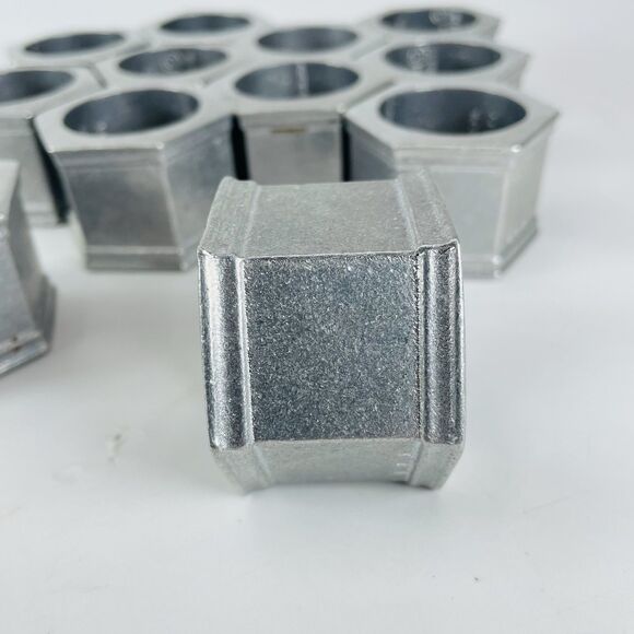 Vtg Wilton Columbia Hexagon Metal Pewter Napkin Rings Set of 12 USA 2"x1.5" 1972 - Picture 6 of 12